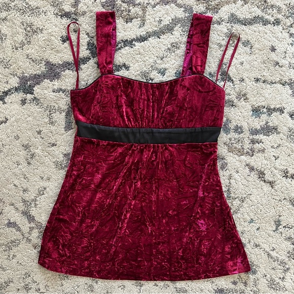 le chateau Tops - Vintage Le Chateau Burgundy Velvet Tank